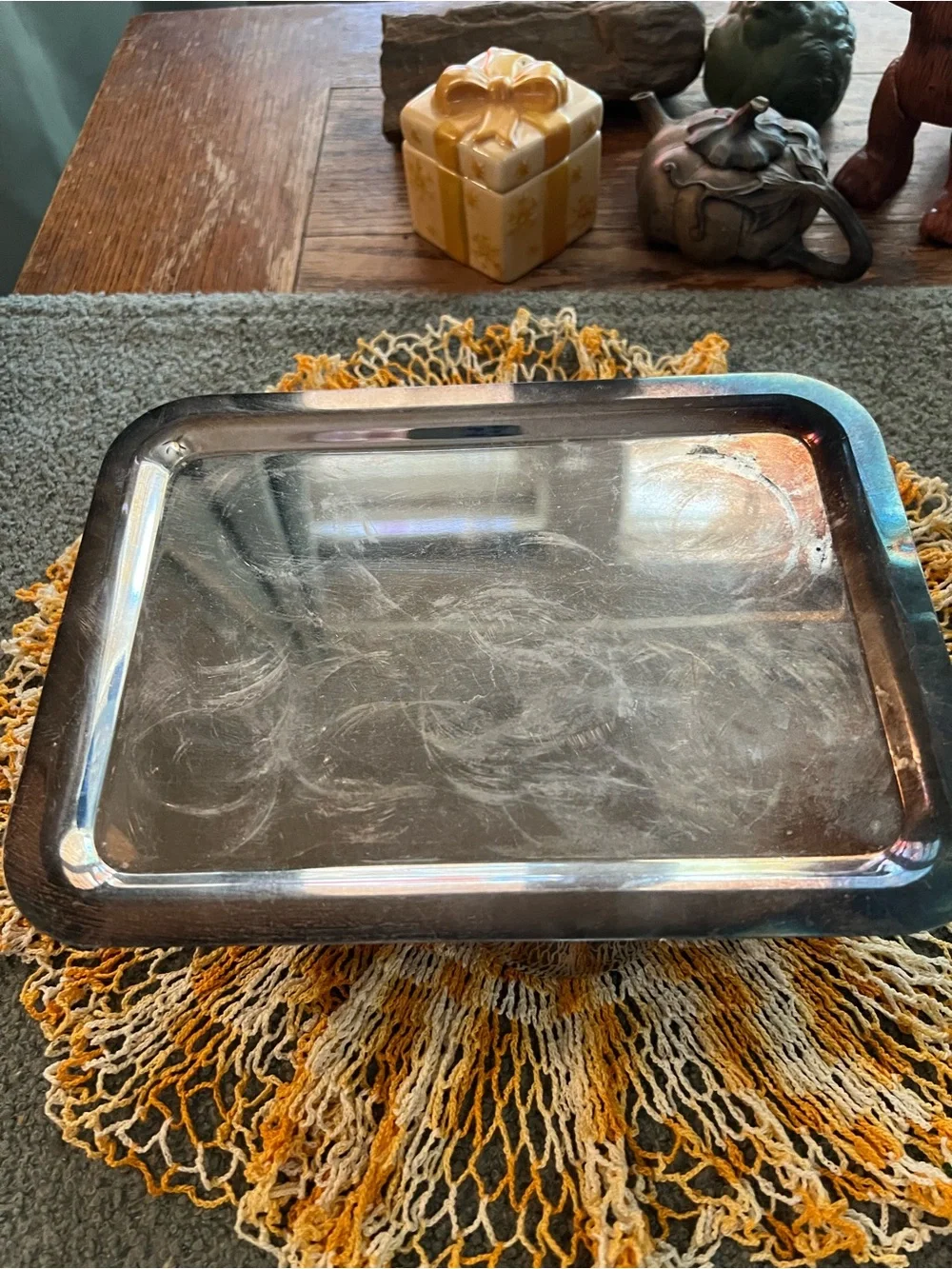 Vintage 1970’s Onedia Silver Plated Serving Tray Set 4 Roly Poly Cups